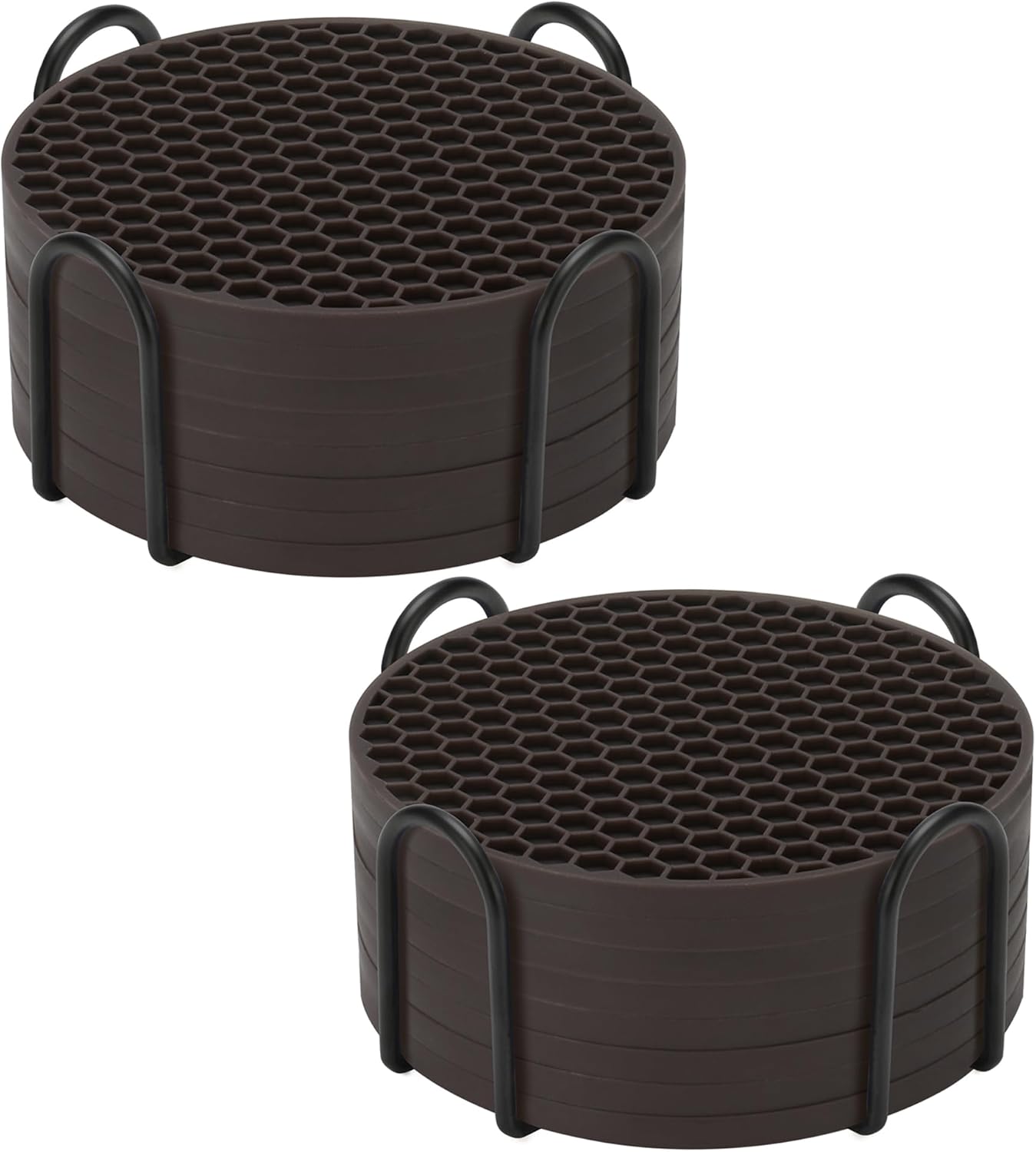 TWTLi Silicone Coasters Set of 8 with Holder,Coasters for Drinks,Beer,Coffee Coasters,Suitable for Kinds Cups,Hot or Cold,Anti-SLI,Non-Stick,Anti-Overflow Tabletop Protection and Decor (8 Pcs, Black)