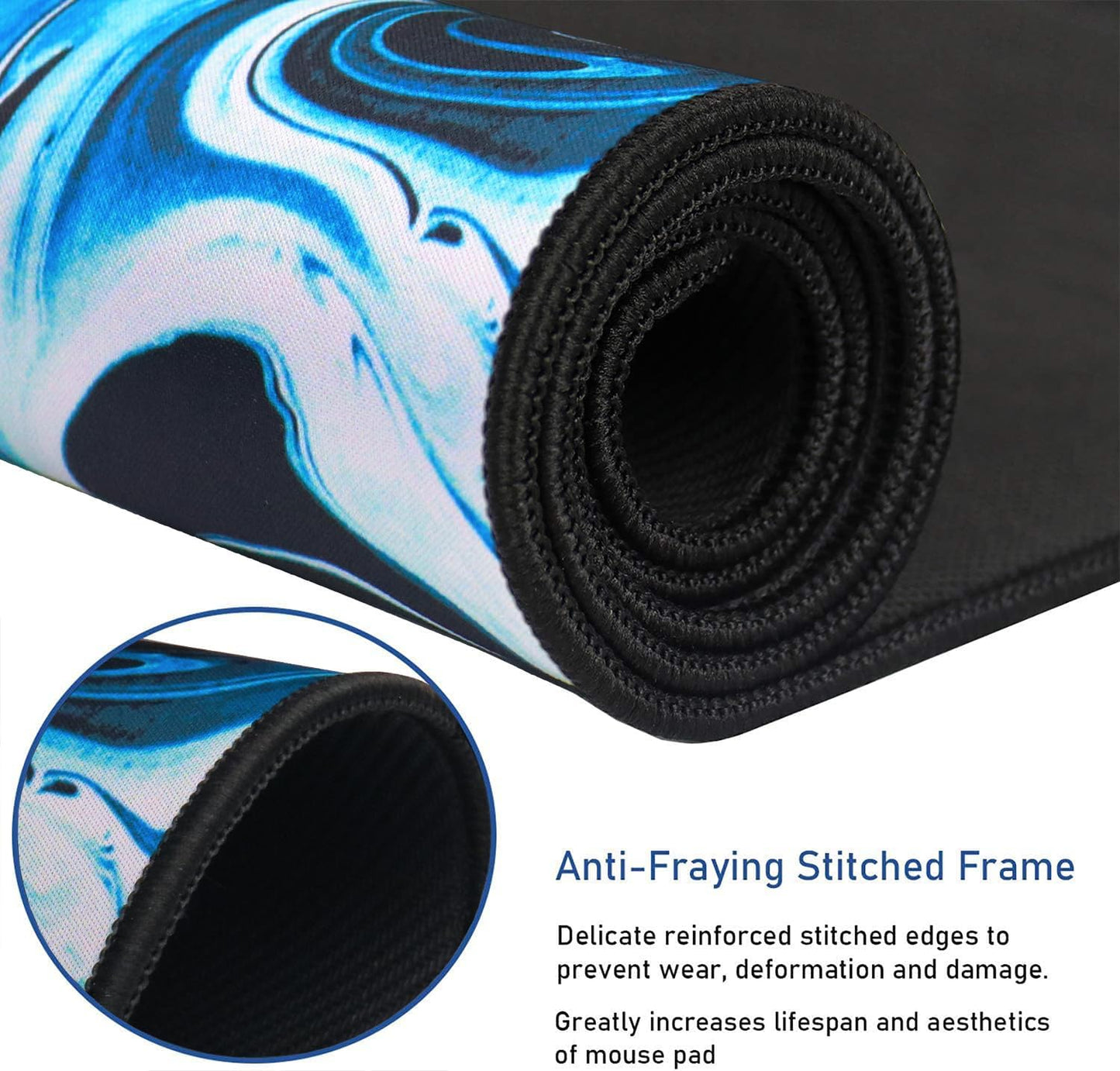 Large Extended Gaming Mouse Pad with Stitched Edges, (31.5X15.7In) Durable Non-Slip Natural Rubber Base, Waterproof Computer Keyboard Pad Mat for Esports Pros/Gamer/Desktop/Office/Home-Black
