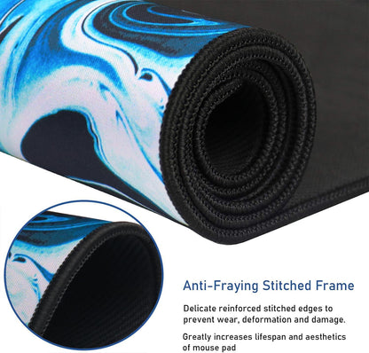 Large Extended Gaming Mouse Pad with Stitched Edges, (31.5X15.7In) Durable Non-Slip Natural Rubber Base, Waterproof Computer Keyboard Pad Mat for Esports Pros/Gamer/Desktop/Office/Home-Black