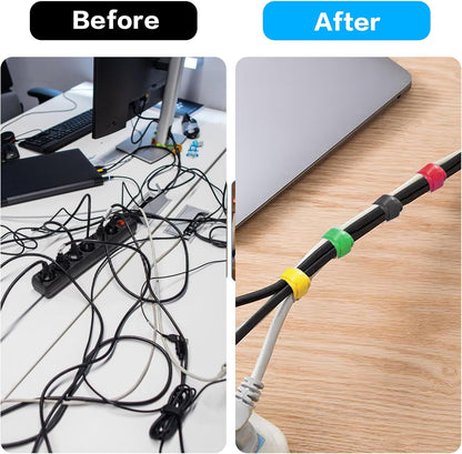 25 Pcs Silicone Cable Ties, Reusable Cable Straps Wire Organizer, Cable Management Cord Organizer for Fastening Earphone Phone Charger Home Office Desk Kitchen Appliances Cable Cords Wires