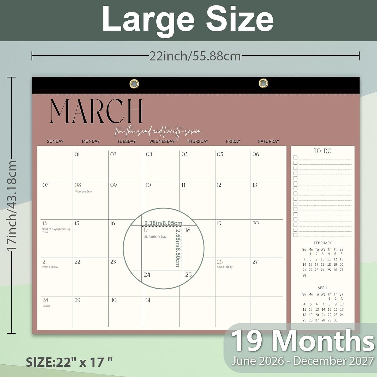 Guasslee Desk Calendar 2026-2027(Jun. 2026 - Dec. 2027), 19-Month School Year Compact Desktop & Wall Calendar, 14" x 11" Thick Paper Monthly Planner for Small Space, Home Office, Dorm & School
