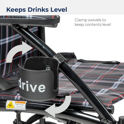 Drive Medical Universal Clamp-On Cup Holder For Walker, Rollator, & Wheelchair, 3.5 x 4 Inch, Black
