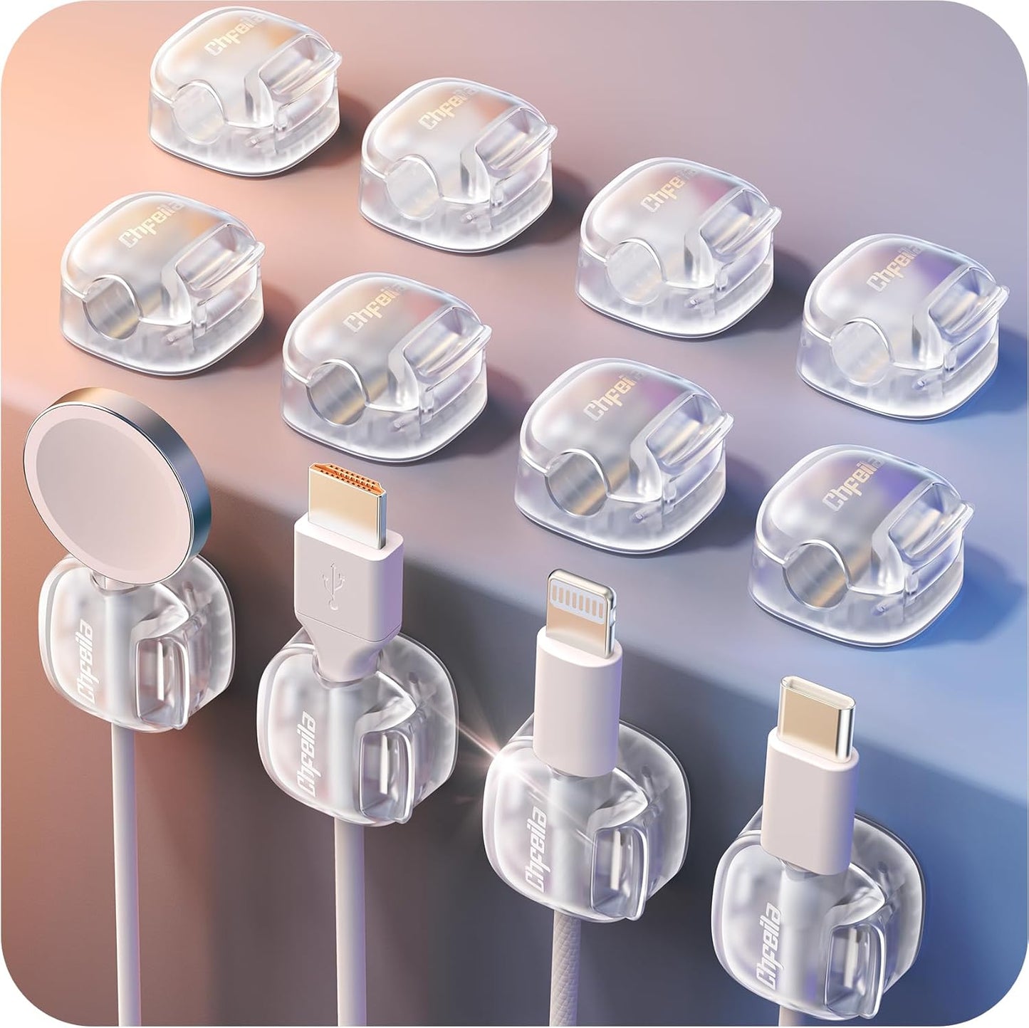 Cord Organizer, 8 Pack Cable Clips [1s Lock & Strongest Adhesive] Spring Cable Management, Cord Holder for Nightstand, Home Office Desk Accessories, Women Teen Cute Room Decor College Dorm Essentials