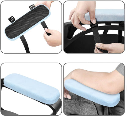 MOSISO Chair Armrest Pads (2 Pack), Memory Foam Home/Office Chair Arm Rest Covers Comfy Computer Gaming Elbow Cushion Removable Washable Elbow Support Forearm Pressure Relief, Black