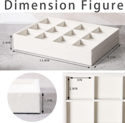 Coward Sunglass Organizer, Beige Velvet Glasses Trays - Eyeglasses Watches Jewelry Display - Men Women (8 Grids)