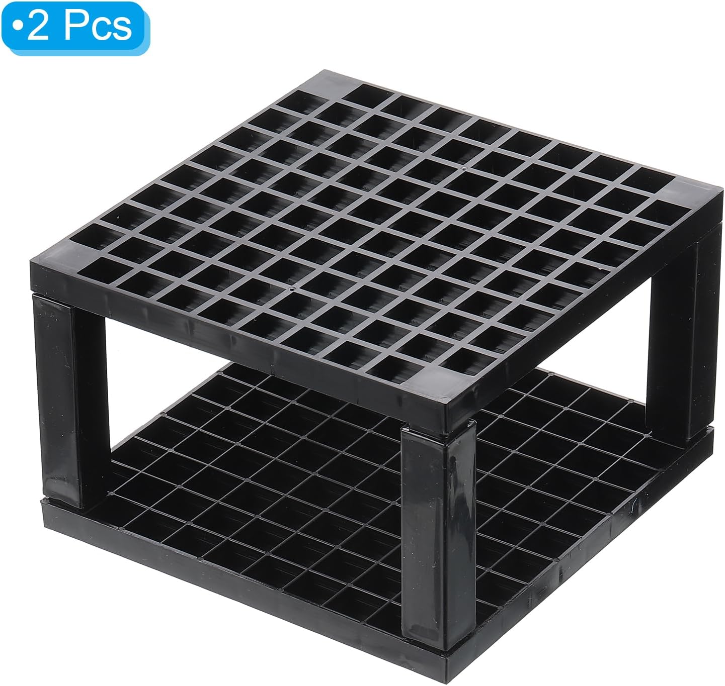 PATIKIL 2pcs Black Minimalist Square Paint Brush Holder, 96 Holes Plastic Storage Desk Stand for Artist Desk Makeup Pencil, Black