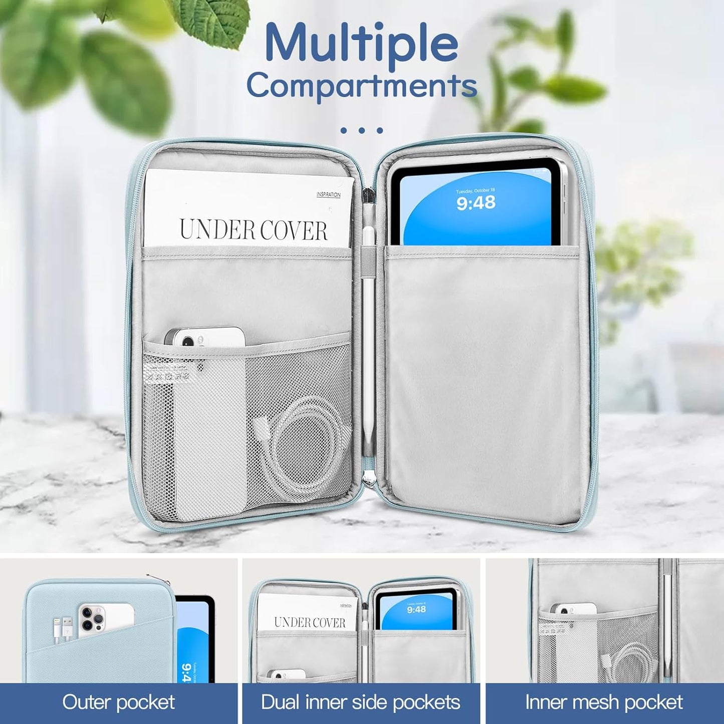 Dadanism 9-11" Tablet Sleeve Bag Carrying Case for iPad (A16) 11th Gen 11", iPad 10th Gen 10.9" Air 5/4, iPad Air M4/Pro 11", iPad 9/8/7th, Galaxy Tab A11+ Plus 11", Remarkable 2 10.3", Black