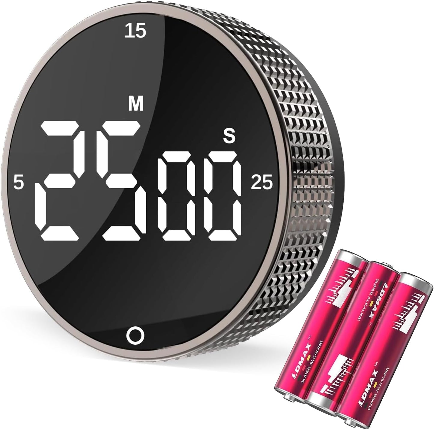 Digital Kitchen Timer with Magnetic, Large LED Display Countdown/Countup Timer, Pomodoro Preset 5/15/25 Mins, Volume & Brightness Adjustable for Cooking Baking Working Studying Silver
