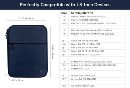 Dadanism 9-11 Inch Tablet Sleeve Padded Carrying Case for iPad (A16) 11th Gen 11", iPad 10th Gen 10.9", iPad Air M4/Pro M5 11", iPad Air 5/4, iPad 9/8/7th Gen, Galaxy Tab A11+ Plus 11", Blue