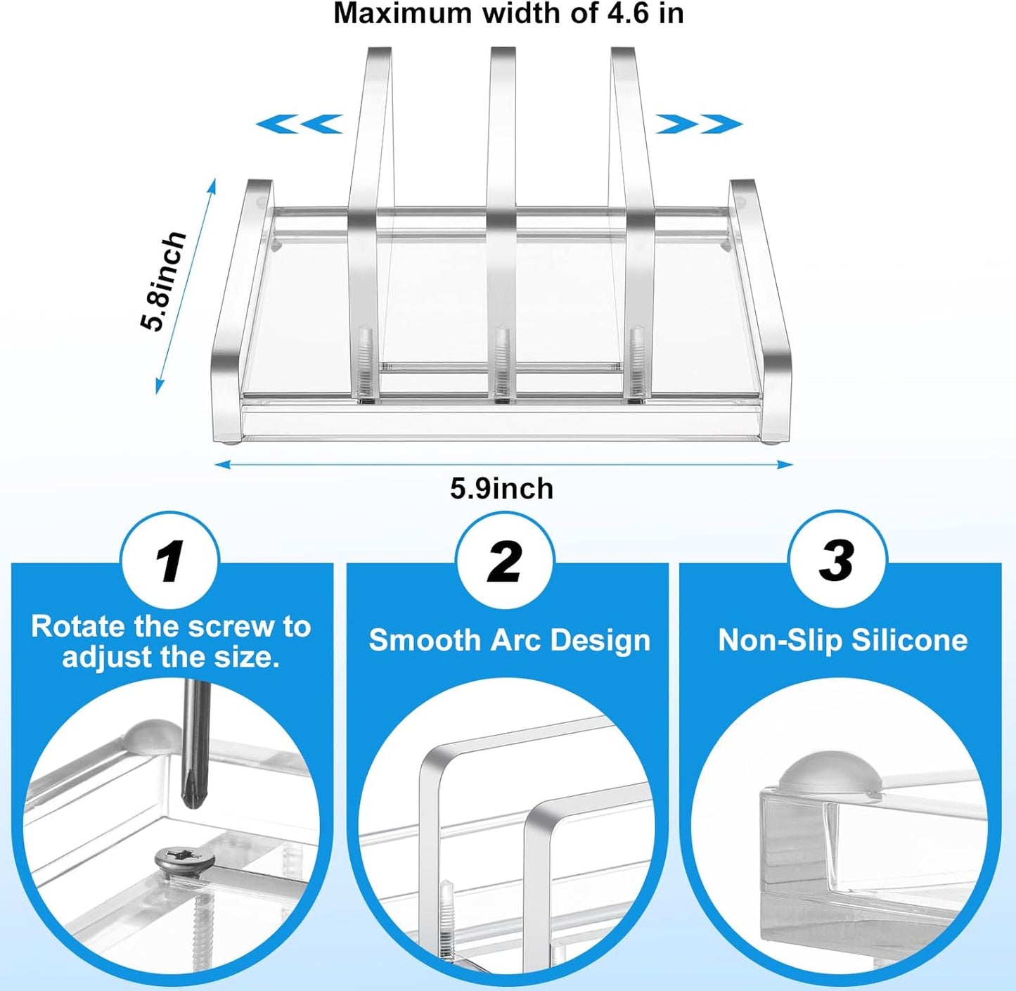 Chunful Adjustable Vertical Laptop Stand for Desk, Acrylic 3 Slot Laptop Holder Desktop, Invisible Desktop Notebook Dock for Notebook Computer, All Gaming Laptops up to 17''