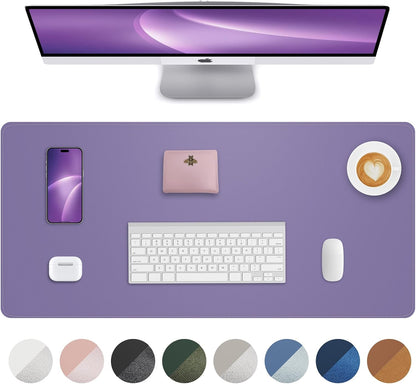 AFIING Desk Pad Protector 23.6" x 13.7" - Non-Slip Waterproof PU Leather Desk Mat for Mouse, Keyboard, Laptop, Office and Home Workspace (Beige)