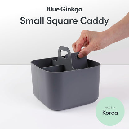 BLUE GINKGO Stackable Organizer Caddy – Korean-Made Portable Tote for Bathroom, Office, Crafts, or School Supplies (Rectangle, White)