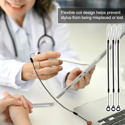10pcs Pen Lanyards, Elastic Lanyard Tether with Silicone Rings Retractable Stylus Tether Clipboard Pen Strap Tablet Holder Anti-Lose Leash for Tethering Stylus to Touchscreen