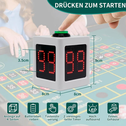 GANXIN Poker Shot Clock, Seconds Countdown Timer for Poker/Casino/Chess Tournament,20/30 Sec and Custom Time,4-Sides Cube Timer (Small,Green)