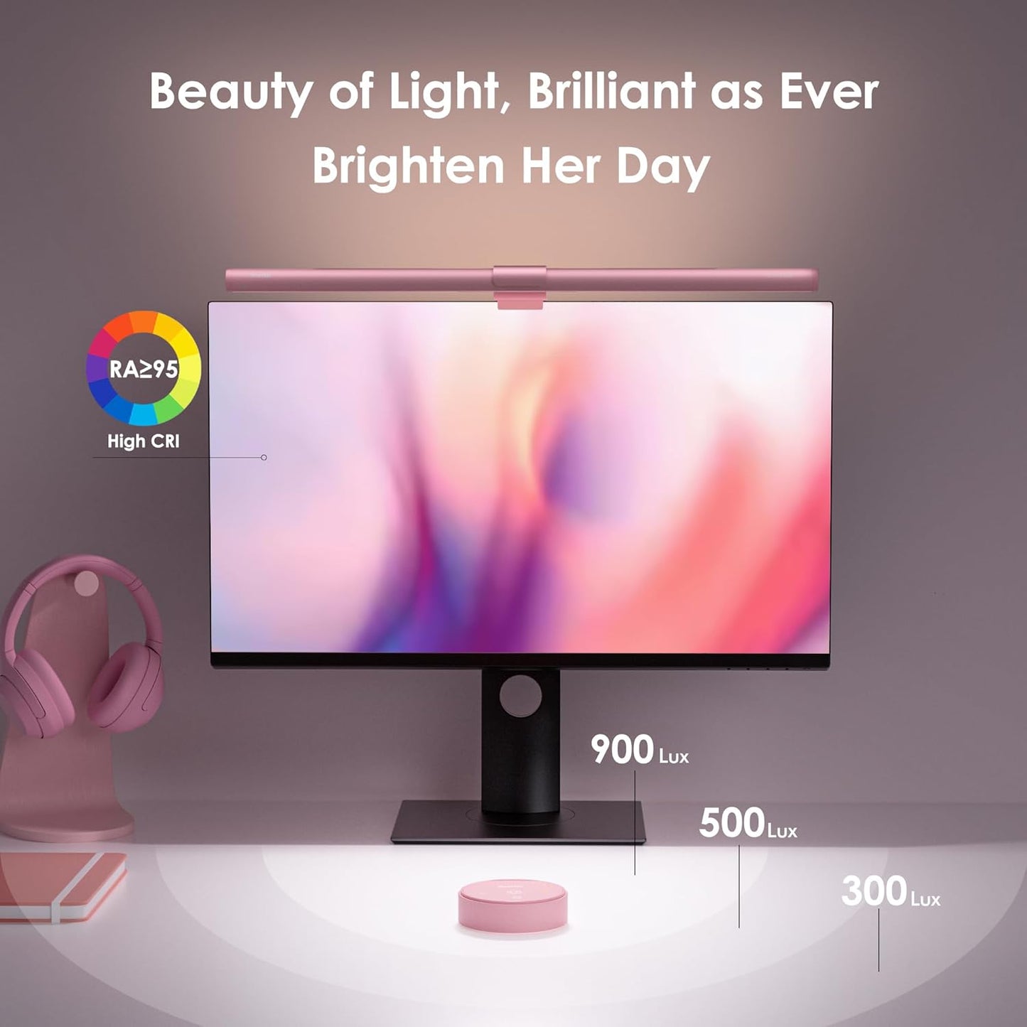 Quntis Computer Monitor Light Bar with Remote, Eye-Care Monitor Light Backlight Desk Lamp for Home Office Gaming, Stepless Dimming Brightness and Color Temperature, No Screen Glare, Gray