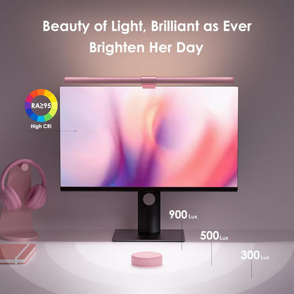 Quntis Computer Monitor Light Bar with Remote, Eye-Care Monitor Light Backlight Desk Lamp for Home Office Gaming, Stepless Dimming Brightness and Color Temperature, No Screen Glare, Gray
