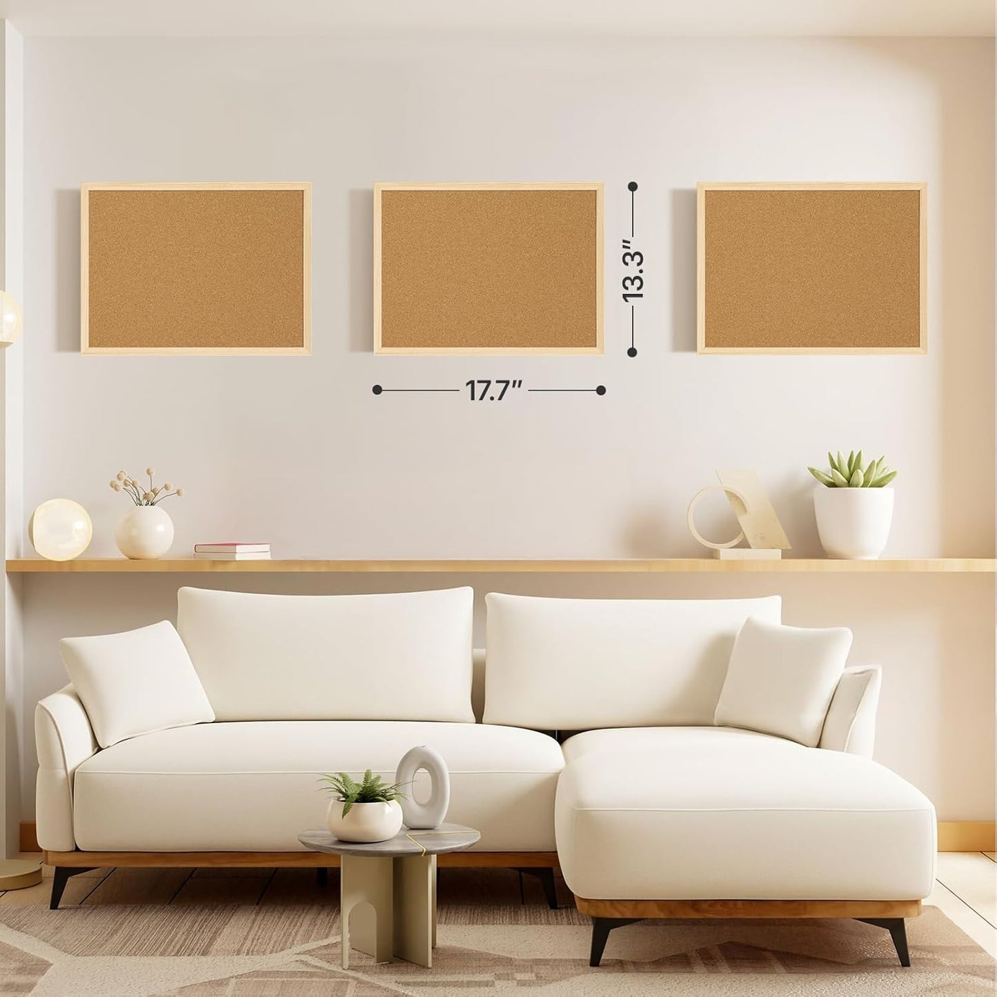 2 Pcs Cork Board, 17.7''x13.3'' Bulletin Board, Wooden Framed Corkboards for Wall, Small Cork Board, Vision Board Supplies, Prayer Board, Picture Board for Photos, Office, Home Decor, School