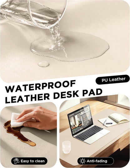 YSAGi 35.4" x 17" Large PU Leather Desk Mat for Keyboard and Mouse - Waterproof Non-Slip Desk Pad Protector for Office, Home, Writing Desk, Black
