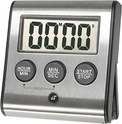 Elegant Digital Kitchen Timer, Stainless Steel Model eT-23, Super Strong Magnetic Back, Loud Alarm, Large Display, Auto Memory, Auto Shut-Off by eTradewinds