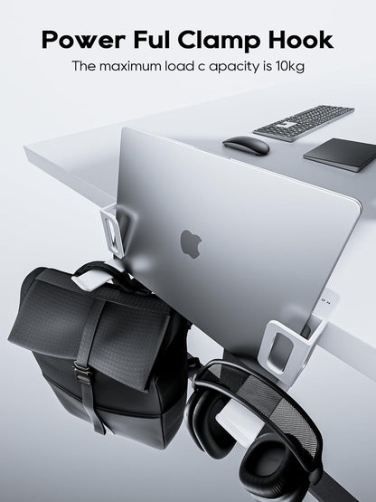NODOCA 2-Slot Laptop Storage for Desk, Vertical Laptop Stand for Desk, MacBook Vertical Stand, with Headphone Holder, Desk Side Storage for MacBook/Surface/Samsung/HP/Dell[L, Black]