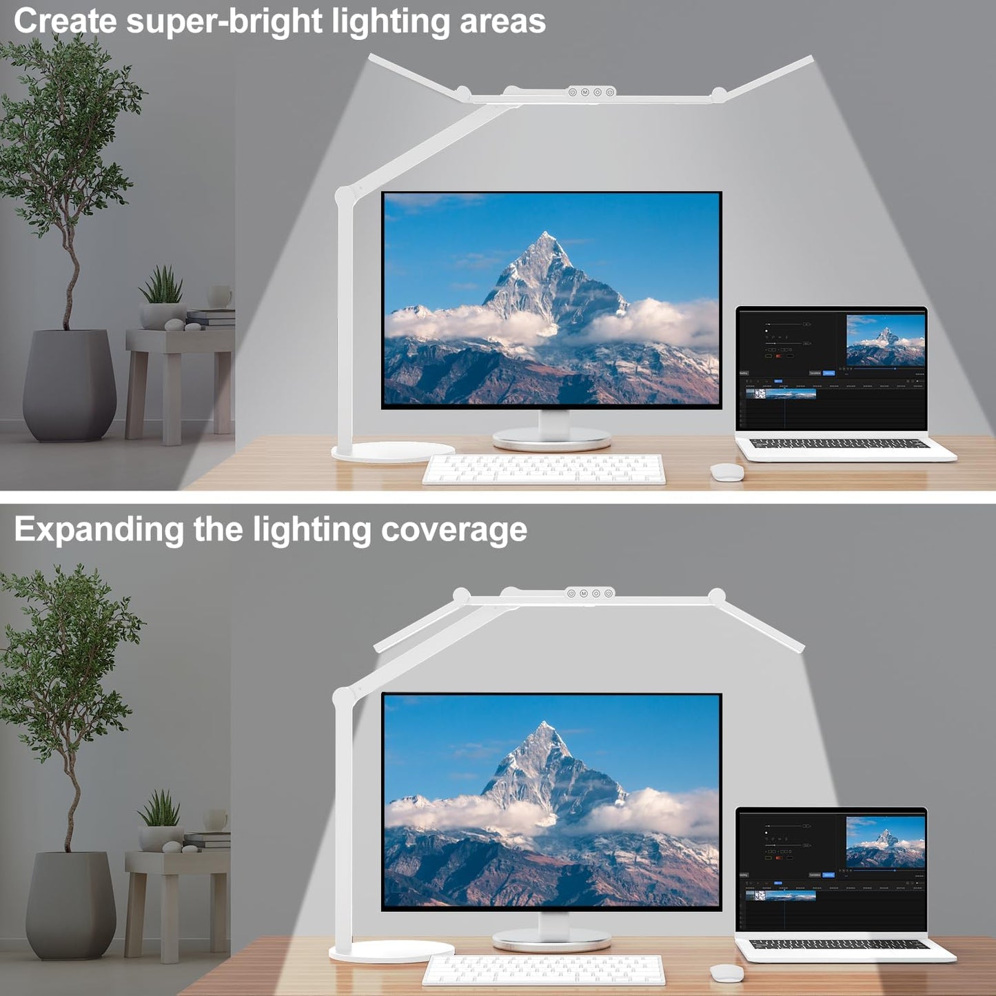 Micomlan Architect Desk Lamp for Home Office, 24W Adjustable Led Desk Light with Remote, 1500LM Bright Dimmable Computer Table Light Rotatable Office Lamp with Base for Cafting Monitor
