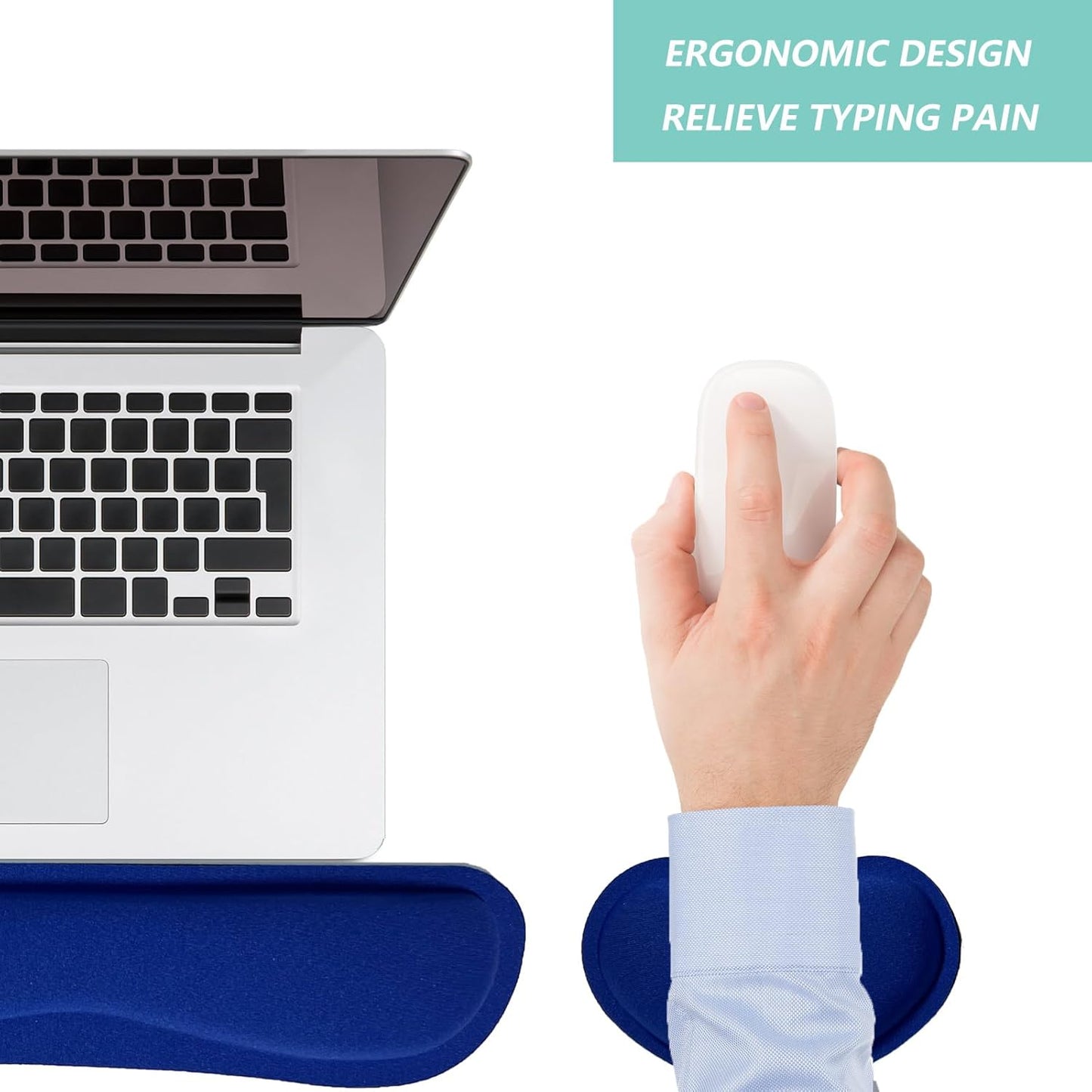 Keyboard Wrist Rest Mouse Wrist Support Set, Memory Foam Wrist Rest Pad for Computer Laptop Keyboard Mouse, Ergonomic Wrist Cushion Support for Typing Pain Relief, Gaming Home Office, Flowers Grass