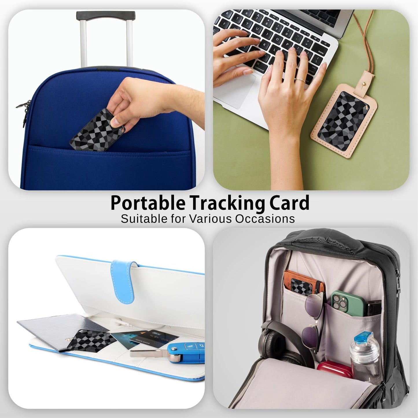 Bluetooth Wallet Tracker Card for iOS & Android, Apple Find My & Google Find Hub Compatible, Rechargeable Slim Credit Card Locator, 100dB Alarm, No Subscription