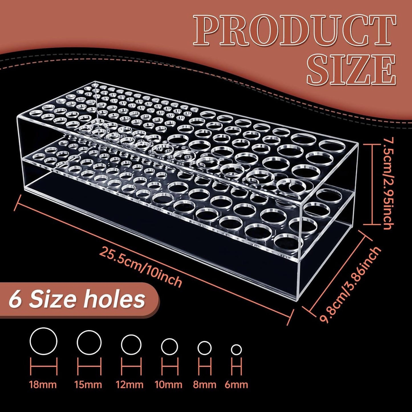 Acrylic Paint Brush Holder 105 Holes Clear Paintbrush Holder Organizer Artist Brush Holder Paint Brush Stand Rack for Pens Pencils Artist