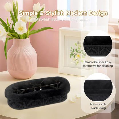 Glasses Holder,Anti-scratch Plush Lined Eyeglass Holder Stand for Nightstand Desk Storage Organizer