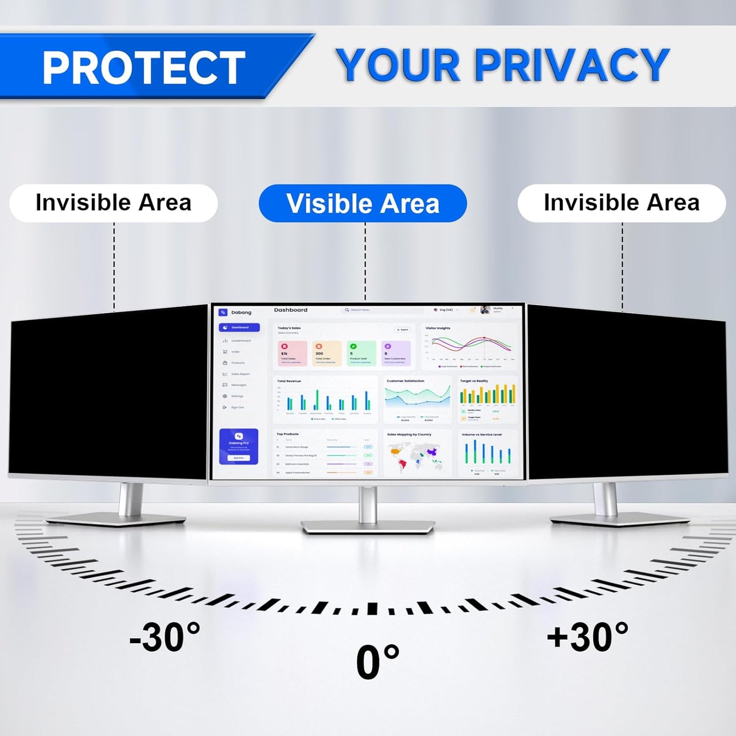 [2-Pack] Privacy Screen For Computer Monitor, 27-Inch 16:9 Aspect Ratio; Anti Spy/Bule Light/Glare And Eye Protection, 2 Install Ways Removable For Office, Airport, Cafe And Other Public Area; Diagonal 27 Inches, Width 23.53 Inches, Height 13.24 Inches