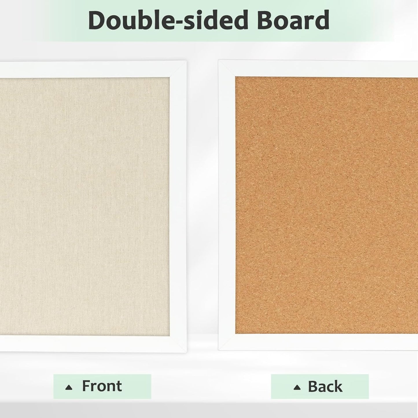 DOLLAR BOSS Bulletin Boards with Linen 1-Pack 16''X 12'' Double-Sided Cork Board for Walls Wood Framed Bulletin Boards, Small Pin Board for Home Kitchen Office Decorative Hanging 10 Pushpins