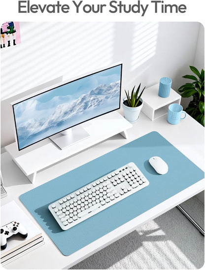 YSAGi Large Extended PU Leather Desk Pad Protector – Non-Slip Waterproof Desk Mat for Office & Home, Easy Clean Mouse Pad & Laptop Writing Blotter 35.4"x17" Black - Colors B