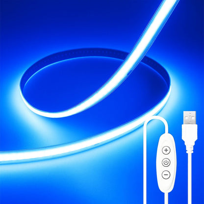 32.8FT/10M Blue COB LED Strip Light, 3200LEDS LED Tape Lights, High Bright CRI93+ Flexible Dimmable Light Strip for Bedroom TV Backlight Monitor Gaming Room Bar Decor(with Plug)