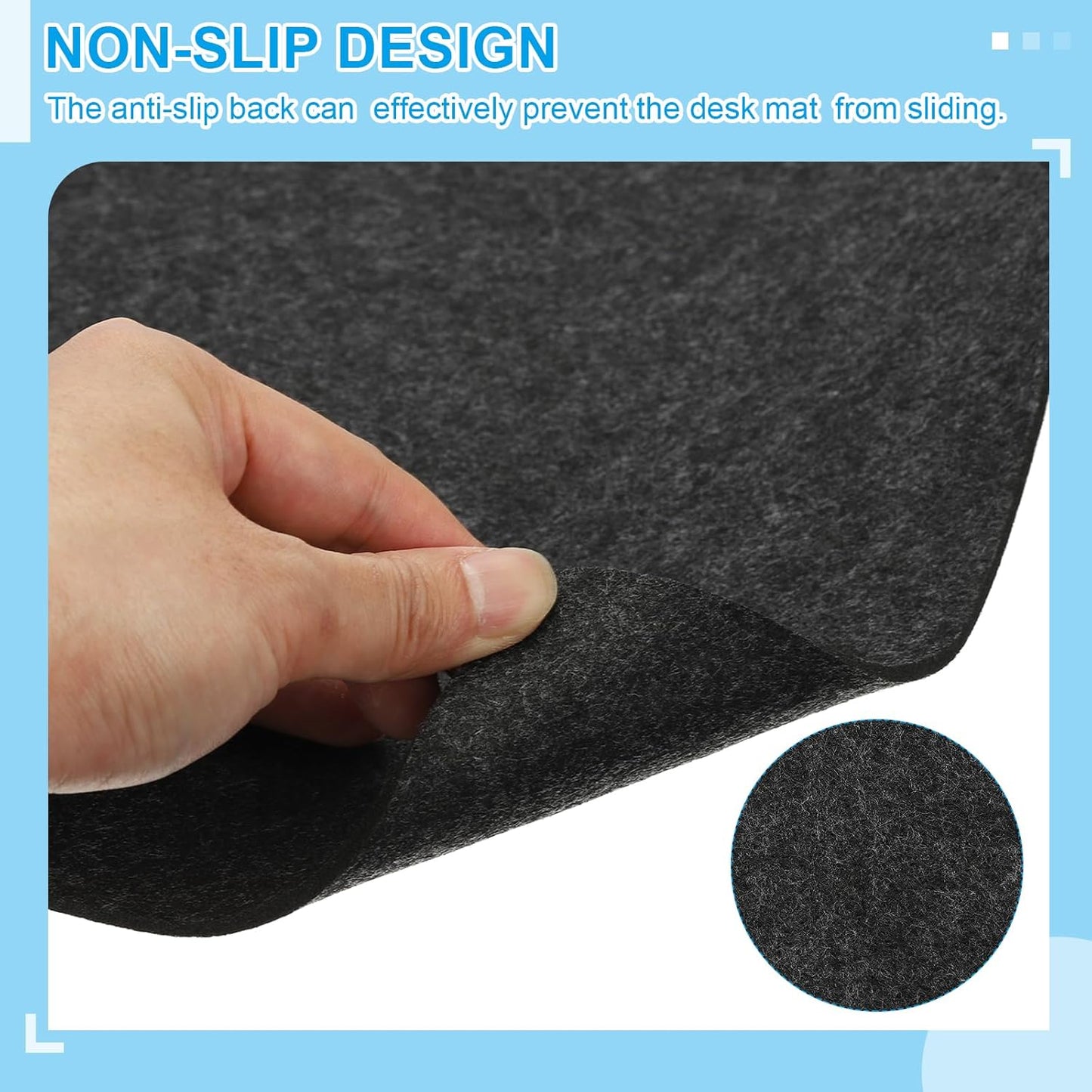 PATIKIL 47.2" x 23.6" Large Felt Desk Pad Protector, Non-Slip Desk Mat Full Table Mouse Pad Keyboard Mats for Laptop Computer Writing Desk Table Gaming Home, Dark Gray