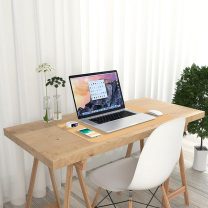 Hsurbtra Desk Pad, 23.6" x 13.8" PU Leather Desk Mat, M Extended Mouse Pad, Waterproof Desktop Blotter Protector, Non-Slip Ultra Thin Small Laptop Keyboard Writing Mat for Office Home, Pink