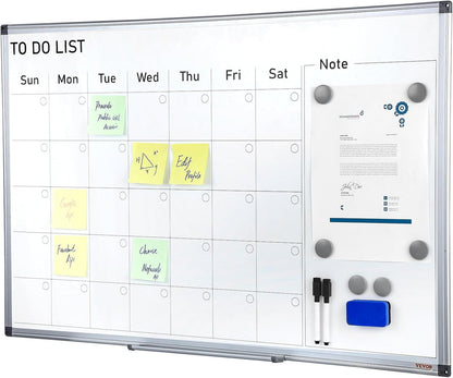 VEVOR Magnetic Glass Whiteboard, Dry Erase Board 36"x24", Wall-Mounted Large White Glassboard Frameless, with Marker Tray, an Eraser and 2 Markers, Black