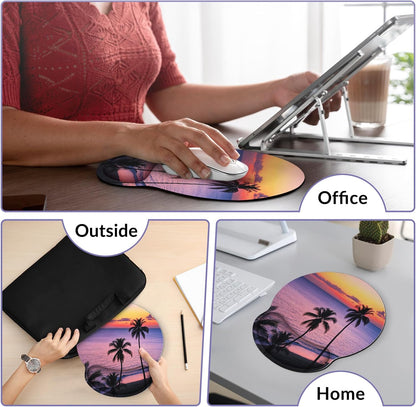 KONVINIT Ergonomic Mouse Pad with Wrist Rest, Small Mousepad with Non-Slip Rubber Base and Smooth Surface, Beach Mouse Pads for Desk, Office Desk Accessories