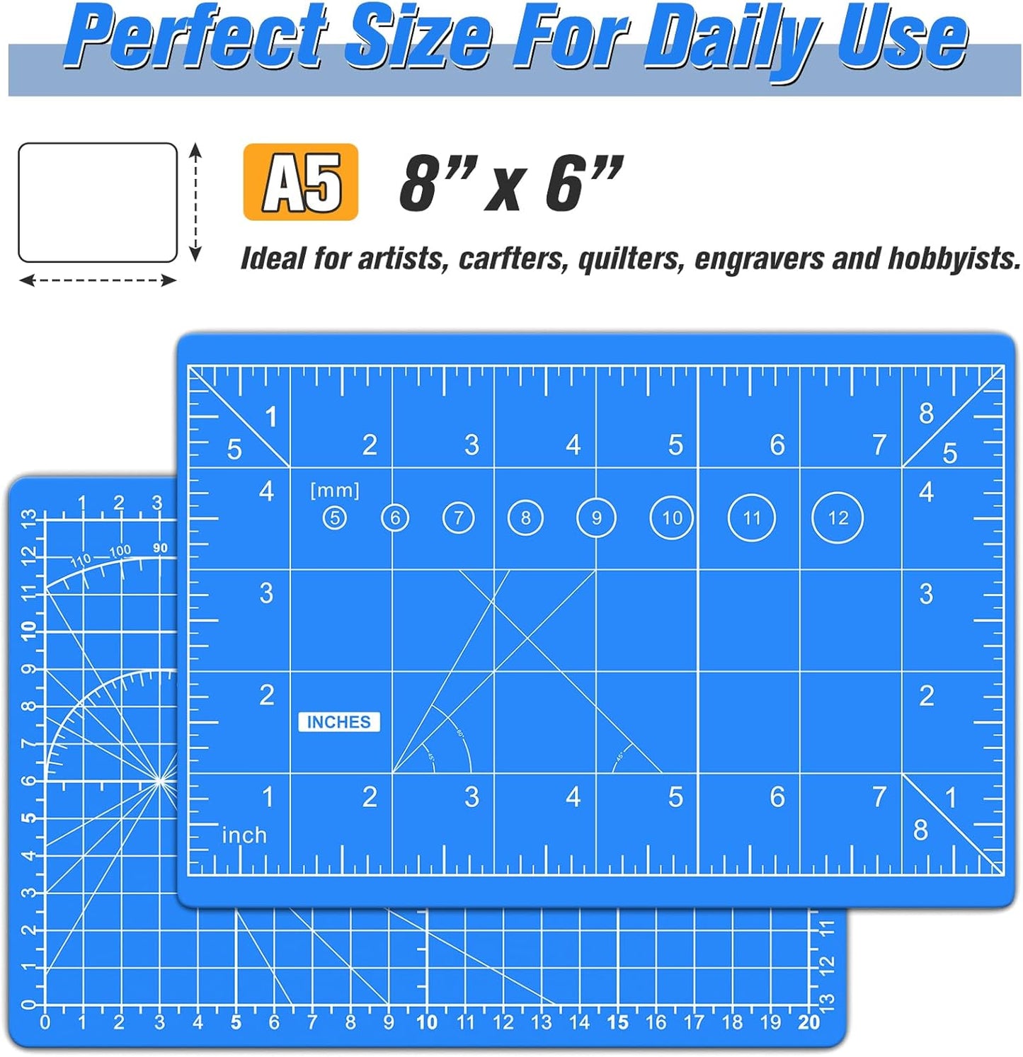 DIYSELF Cutting Mat 12in×18in, Cutting Mats for Crafts, Self Healing Cutting Mat A3, Fabric Cutting Mats Double Side for Sewing, Quilting, Craft Mat for Desktop, Matting & Mounting Materials