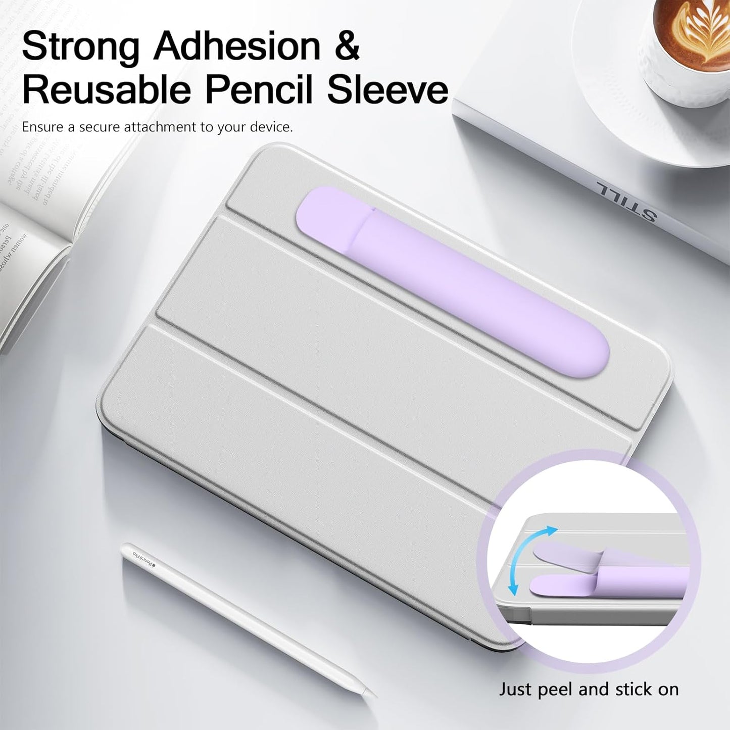MoKo Pencil Case Holder, Adhesive Silicone Pencil Protected Sleeve Compatible with Apple Pencil Pro/ (USB-C)/ 1st/ 2nd Generation, Similarly Sized Styluses Accessories, Black