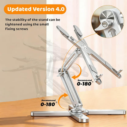 Moallia Laptop Stand with 360 Rotating Base, Computer Notebook Laptop Riser Metal Holder for Desk Collaborative Work, Fully Foldable for Easy Storage, Fits All MacBook, Laptops up to 16 inches, Black