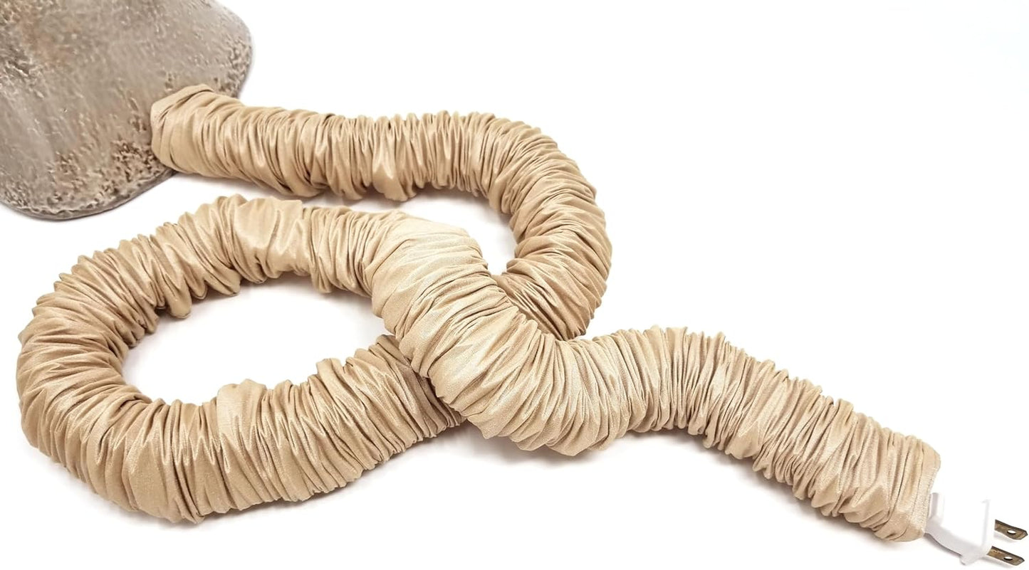 Cream COVEREase Lamp Cord Cover 9 ft Faux Silk Fabric Cover - Cable Sleeve, Wire Cover, Cord Hider for Cable Management for Electrical Lighting Fixtures. (1 PK)