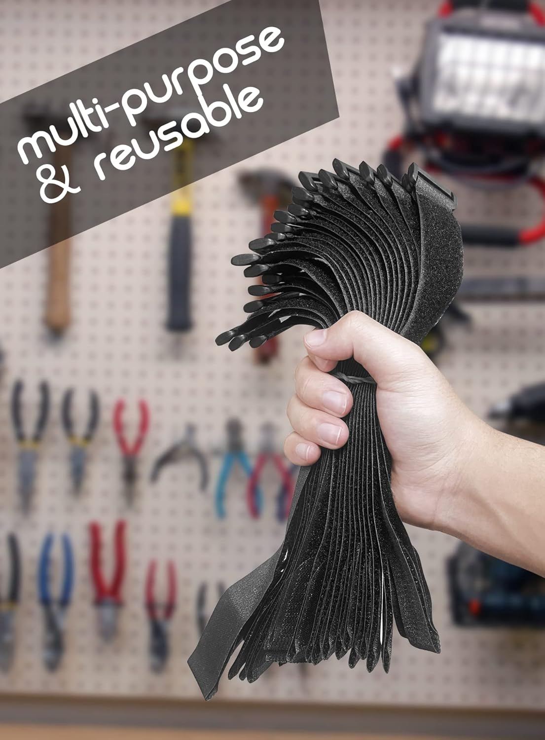 24 Pack Cable Straps Reusable Fastening Cinch Straps Wire Loop Ties(1" x 12"), Adjustable Hook And Loop Straps with Buckle Nylon Extend Securing Strap for Extension Cord Wrap, Cable, Hose Organization