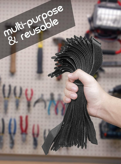 24 Pack Cable Straps Reusable Fastening Cinch Straps Wire Loop Ties(1" x 12"), Adjustable Hook And Loop Straps with Buckle Nylon Extend Securing Strap for Extension Cord Wrap, Cable, Hose Organization