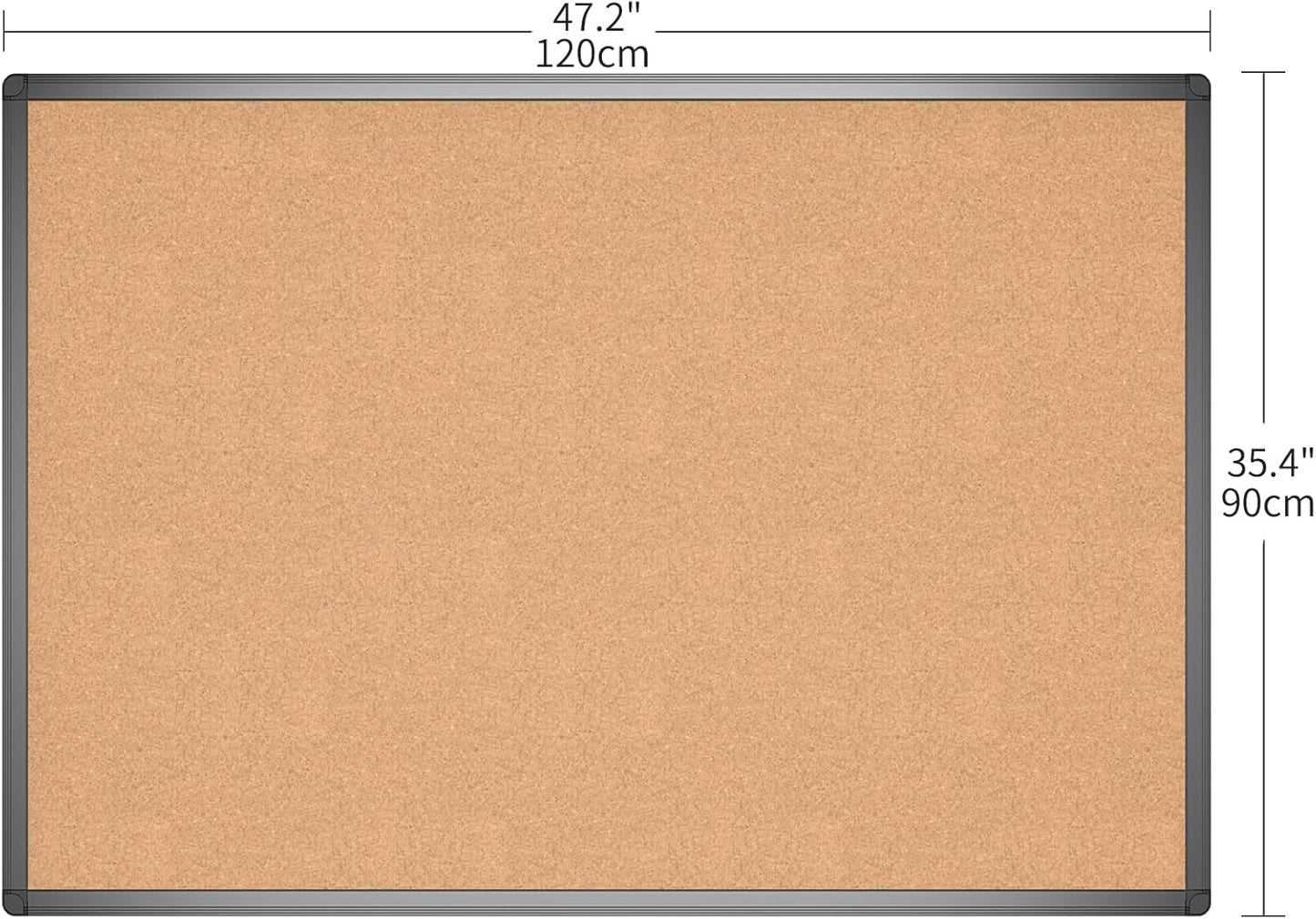 VIZ-PRO Cork Notice Board, 36 X 24 Inches, Cork Bulletin Board with Black Aluminium Frame