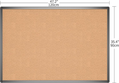 VIZ-PRO Cork Notice Board, 36 X 24 Inches, Cork Bulletin Board with Black Aluminium Frame