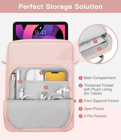 MoKo 13 Inch Tablet Sleeve Bag, Fits with 13 Inch New iPad Pro M5 & Air M4/M3, iPad Pro 12.9 M2&M1,Surface Laptop Go 12.4,Galaxy Tab S8+/S9+ 12.4,Handle Carrying Case with Shoulder Strap,Black &Gray