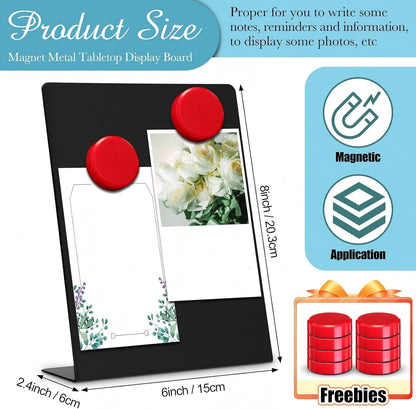 Fainne 1 Pc Magnetic Bulletin Board with Easel Stand Mini Magnet Metal Tabletop Memo Display Board for Back to School Menu Table Office Supplies (Black,11 x 8.5 Inches)