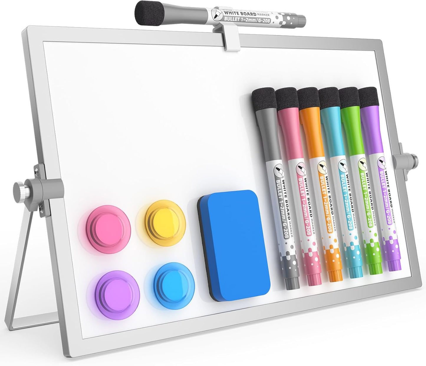 Grtard Dry Erase Magnetic White Board, 16''x12'' Double-Sided Desktop Whiteboard with Stand, Portable Small Whiteboard Set, Dry Erase Board for to-Do Lists, Planning & Office, Home