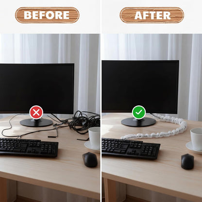 9 ft Decorative Fabric Cord Cover Organza Fabric Cord Cover for Wires Fabrics Cable Sleeve TV Computer Phone Charger Lamps Home & Office Cable Management