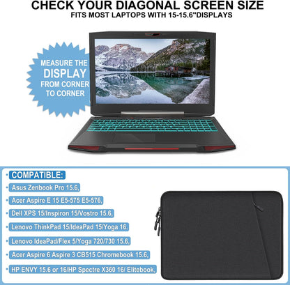 Laptop Sleeve Case 13.3 inch, Shockproof Protective Computer Cover with Accessories Pocket, Portable Laptop Bag Compatible with MacBook Air/Pro 13-13.3 inch, Compatible for MacBook Pro 14 inch, Black | Shockproof